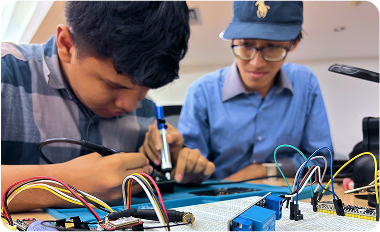 Team members having an outdoor meeting